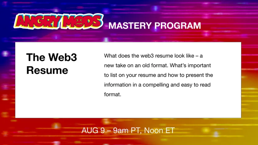 Session card: The Web3 Resume, a new take on an old format and what belongs on it