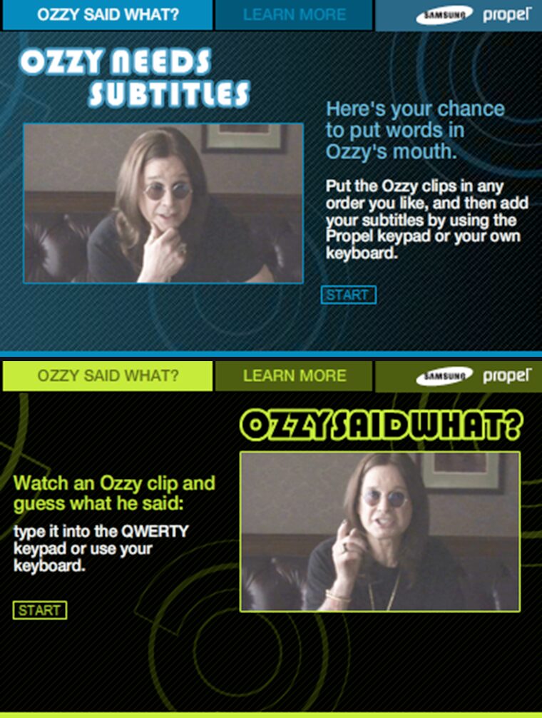 Two screens of the Ozzy Said What game: Ozzy Needs Subtitles and guess what Ozzy said