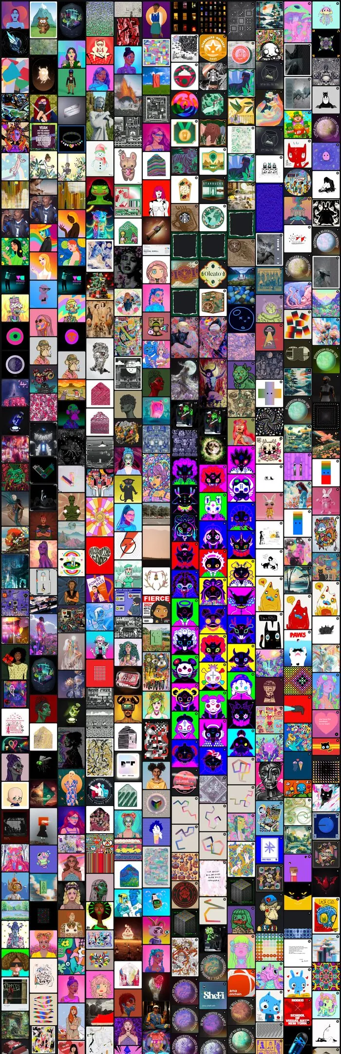 A dense grid of NFT artworks from the collection